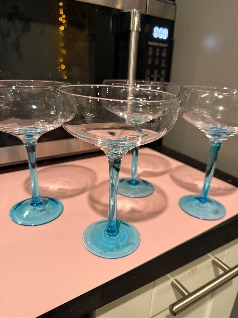 Bombay Sapphire Blue Stem Coupe Glasses - Set of 4